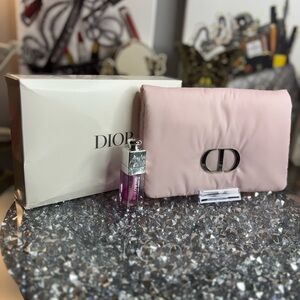 Dior Pink Quilted Clutch with Lip Gloss